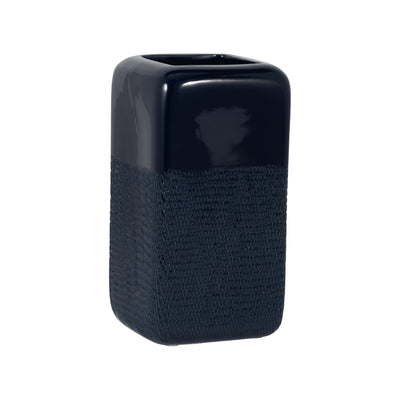 CER, 10 SQUARED GROOVED VASE, NAVY BLUE