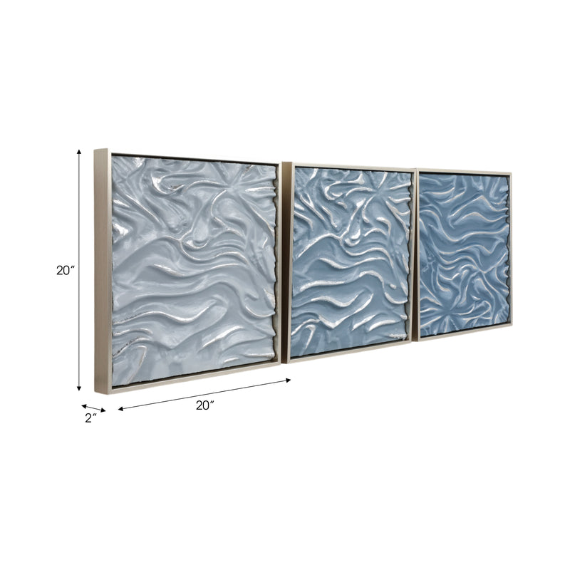 S/3 20 Augustine Blue Dimensional Wall Decor