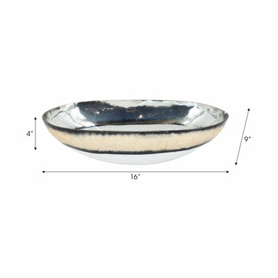 GLASS, 16 BOWL W/ GOLD TRIM, WHITE