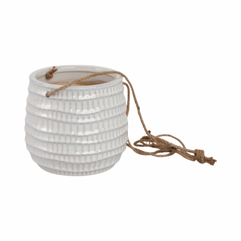 Ceramic 6 Dimpled Hanging Planter, Beige