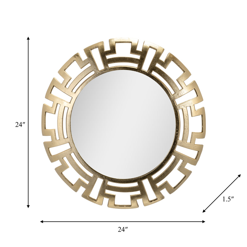 METAL, 24D TRIBAL ROUND MIRROR, GOLD