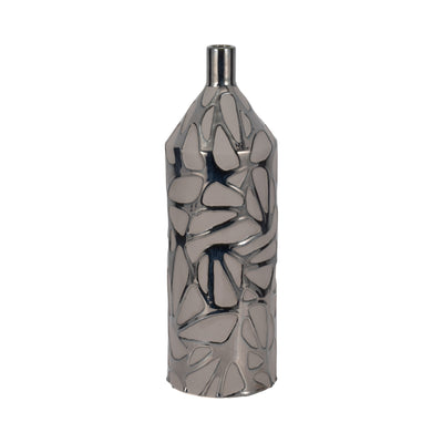 22 Solvay Oversized Tribal Vase, Blk Pearl Metllc