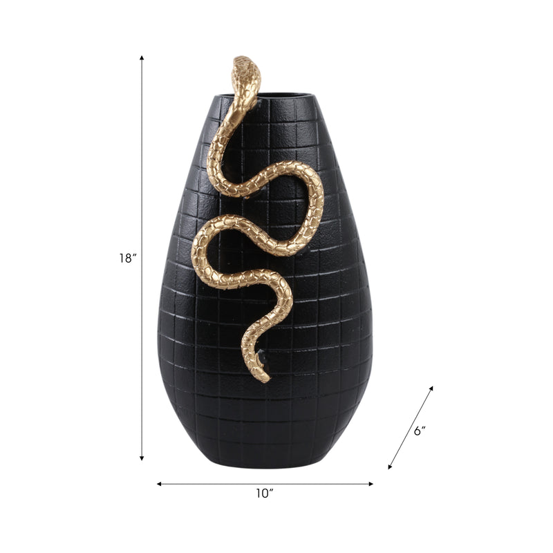 16x10 Curved Snake On Vase, Black/gold