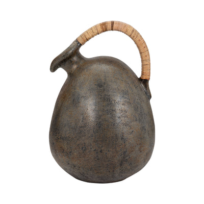 Terracotta, 16 Rustic Jug W/ Woven Handle, Multi