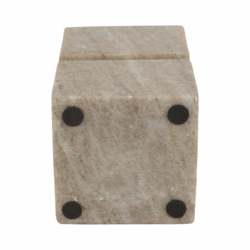 6 Onyx Marble Stacked Cubes Pillar Candleholder,