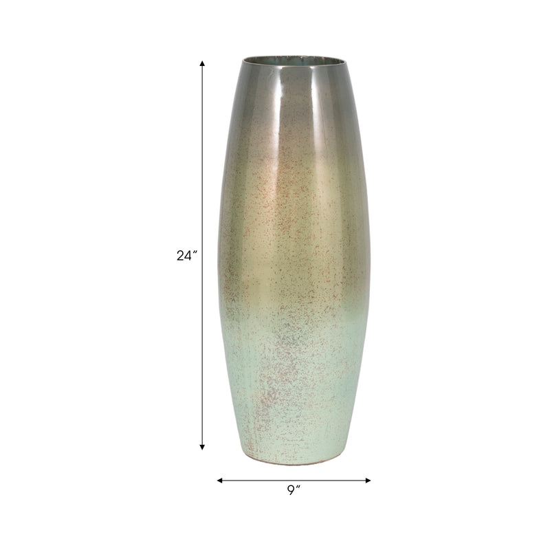 24 Curved Glass Vase Green Mercury Ombre, Multi