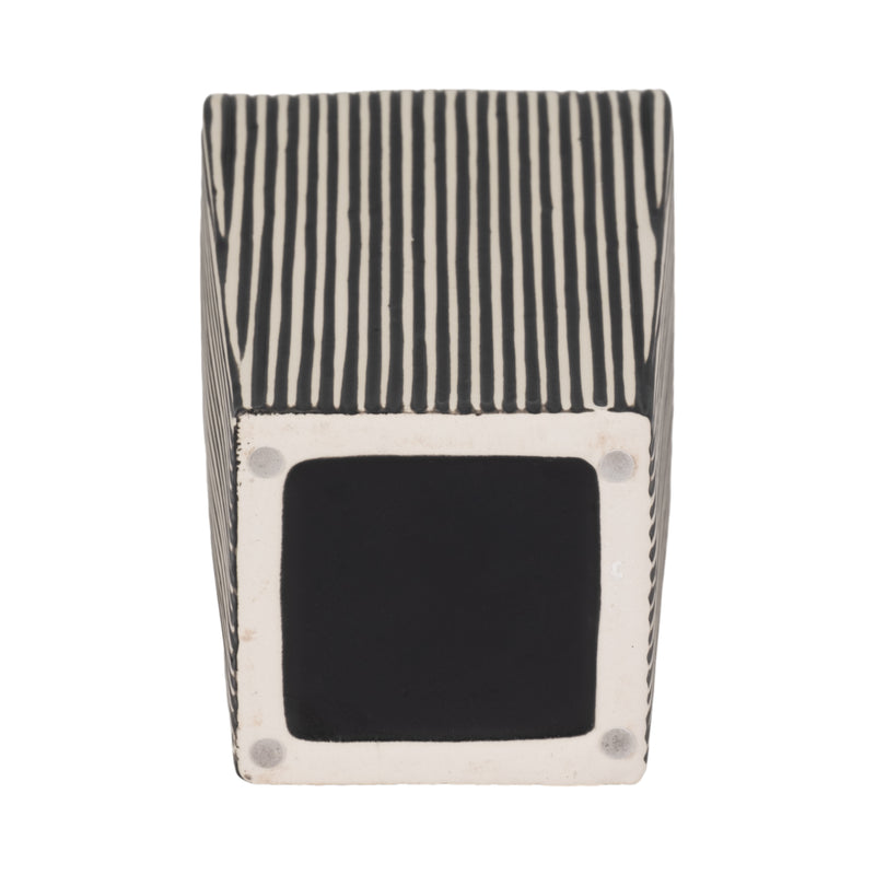 11 Lines Square Vase, Black/white