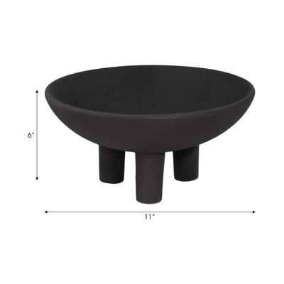 11 Textured Footed Bowl, Black