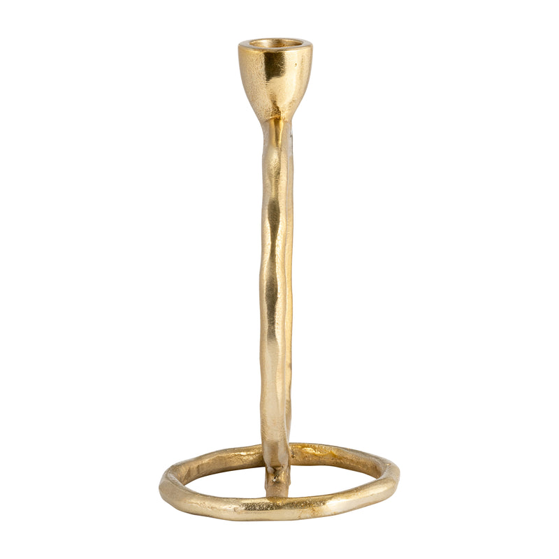 METAL, 7 ROUND RING TAPER CANDLEHOLDER, GOLD