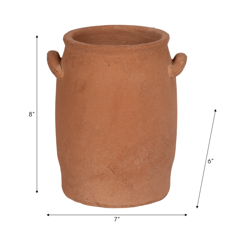 8 Traditional Handle Vase, Terracotta