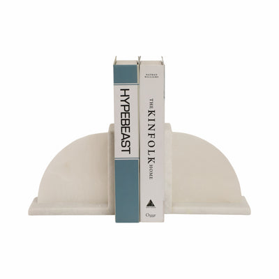 S/2 6 Alabaster Arc Bookends, White