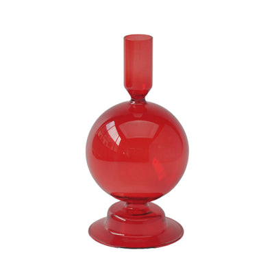 7 Glass Bubble Taper Candle Holder, Red