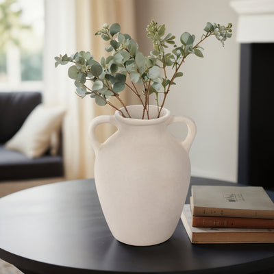 12 Vase With Handles, Paper Mache, Ivory