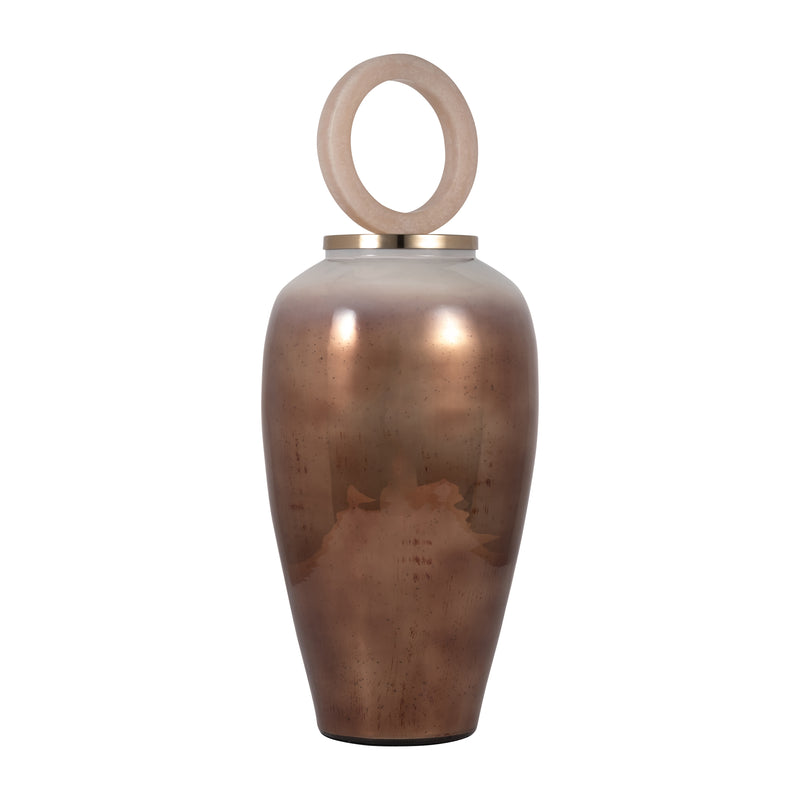 GLASS, 28 VASE ROUND RESIN TOPPER, COPPER