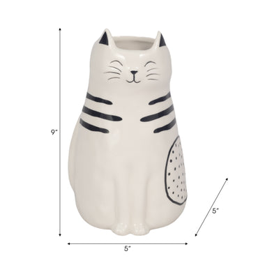 9 Sitting Pretty Kitty With Vase Opening, White/b