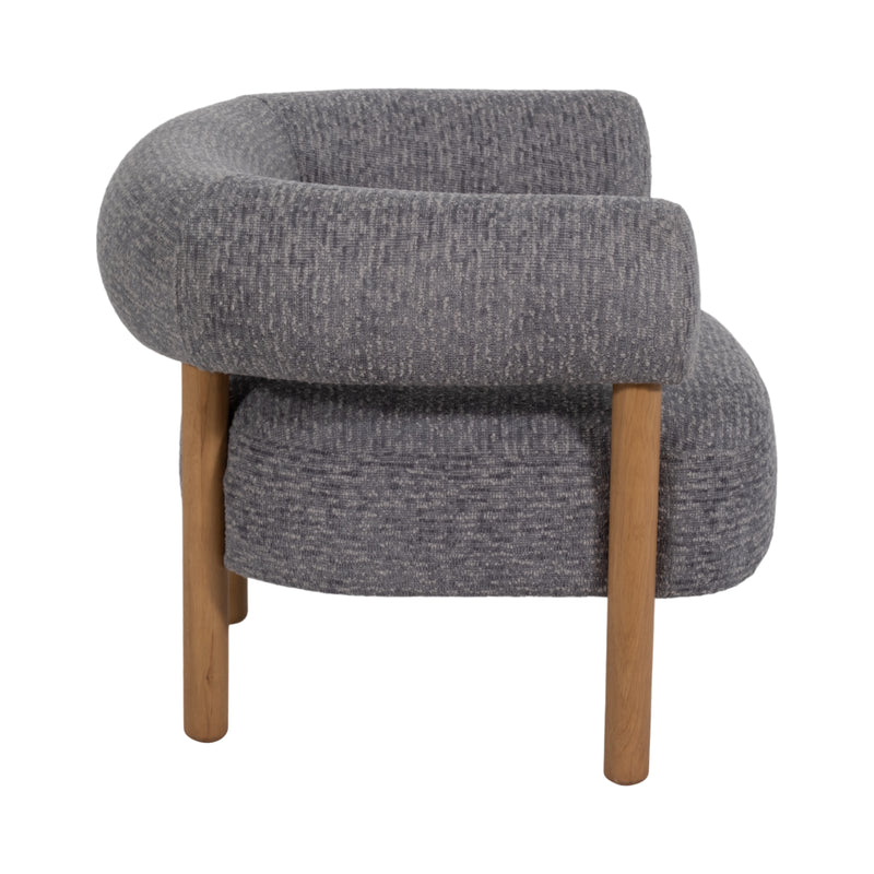 Roundback Accent Chair W/ Wood Legs, Gray