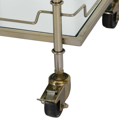 TWO TIER 30H ROLLING BAR CART, GOLD