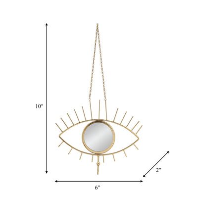 METAL, 10H EYE WALL DECO W/ MIRROR, GOLD