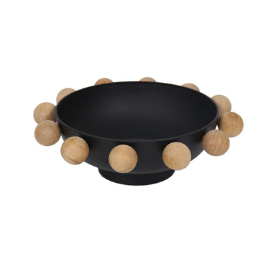 13 Bowl With Large Wooden Knobs, Black