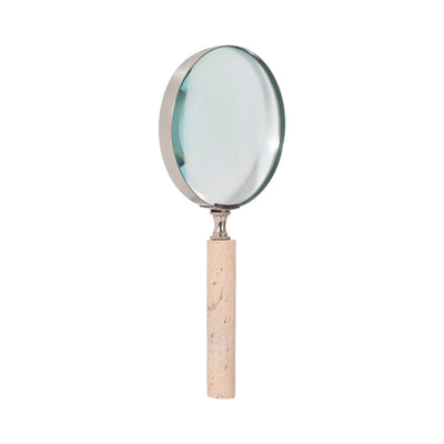 4 Travertine Handle Magnifying Glass, Tan