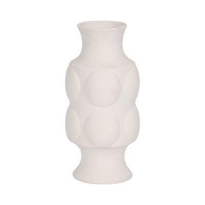 11 Large Dot Embossed Vase Sand Texture, White