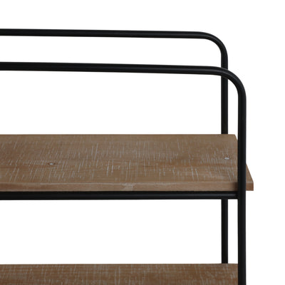 Metal/wood 3 Tier Wall Shelf, Brown/black