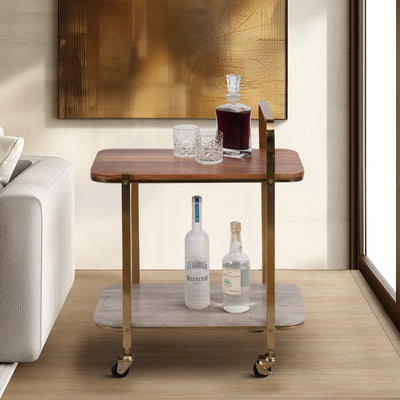 31 MARBLE SHELF BAR CART, GOLD KD