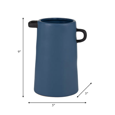 CER, 9H EARED VASE, BLUE