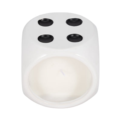 4 9 Oz Tobacco Dice Candle, White/black