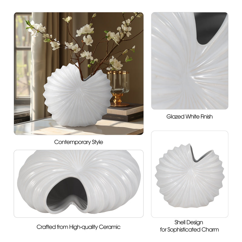 CER, 12 SHELL VASE, WHITE