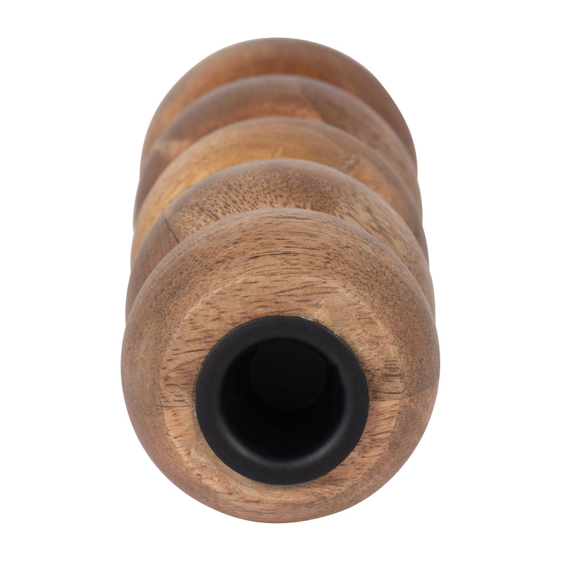 WOOD, 8 RIBBED VOTIVE HOLDER, BROWN