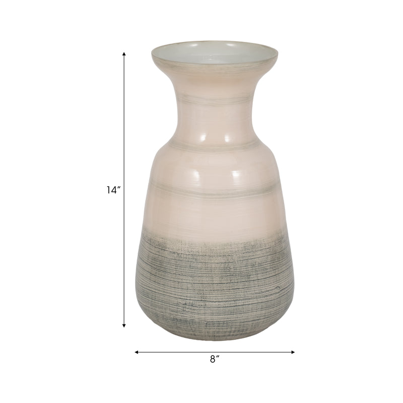 Glass, 14 2-toned Enamel Vase, White