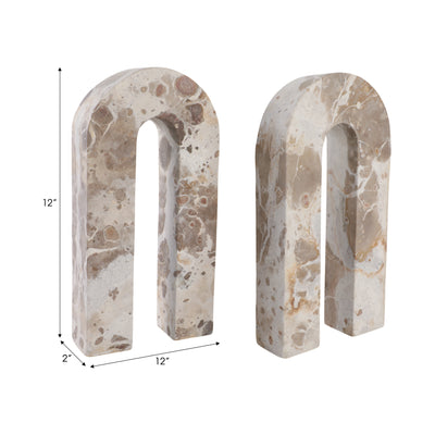 S/2 12 Pompano Beige Marble Arches