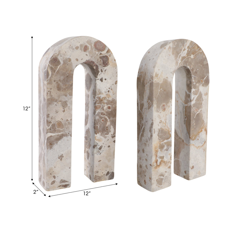 S/2 12 Pompano Beige Marble Arches