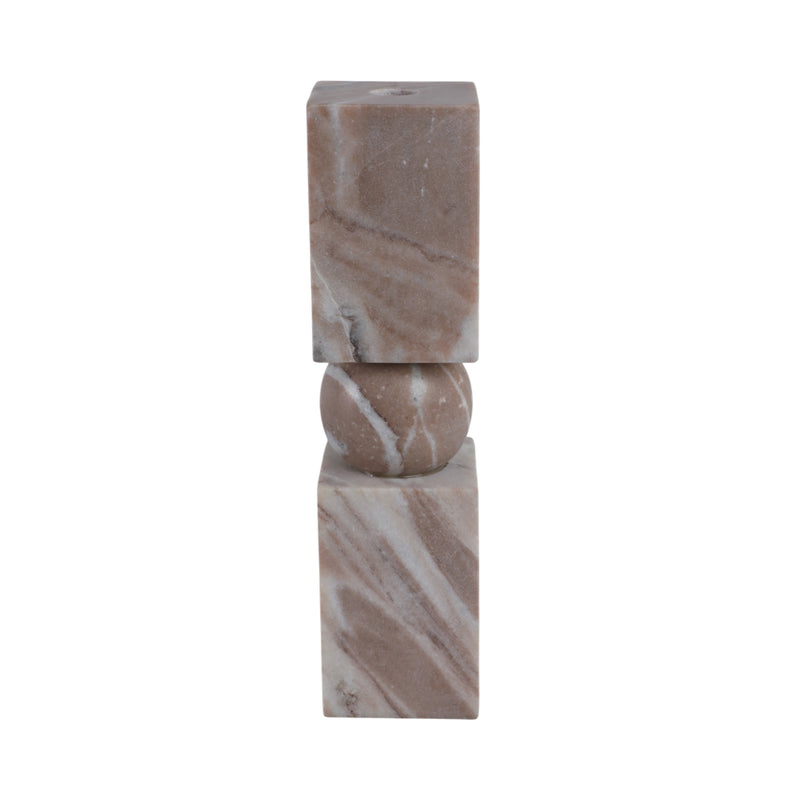 12x3 Chunky Marble Taper Holder, Tan Multi