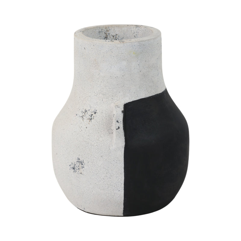 10 Black Patch Modern Terracotta Vase, Ivory/blk