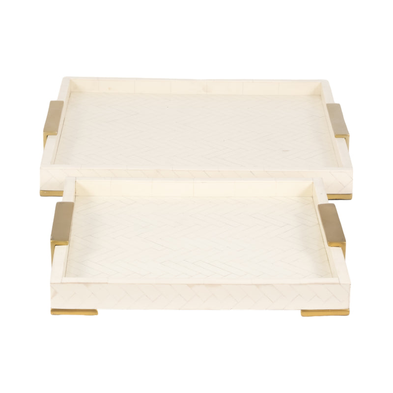 S/2 16/20 Carley Resin Trays, Natural