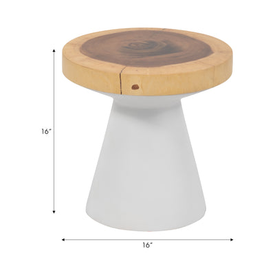 Wood, 16 Accent Table With White Base, Natural/wh