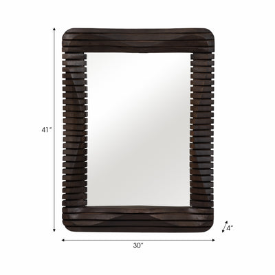 41X30 KENSINGTON SLATTED WOOD MIRROR, BROWN