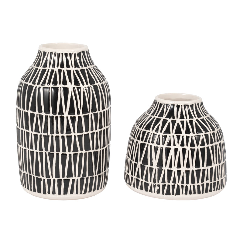 CER, 7 TRIBAL VASE, BLACK