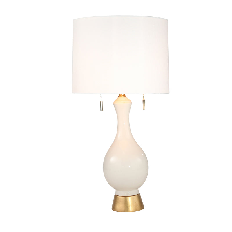 CERAMIC 28 TEARDROP TABLE LAMP, WHITE/GOLD