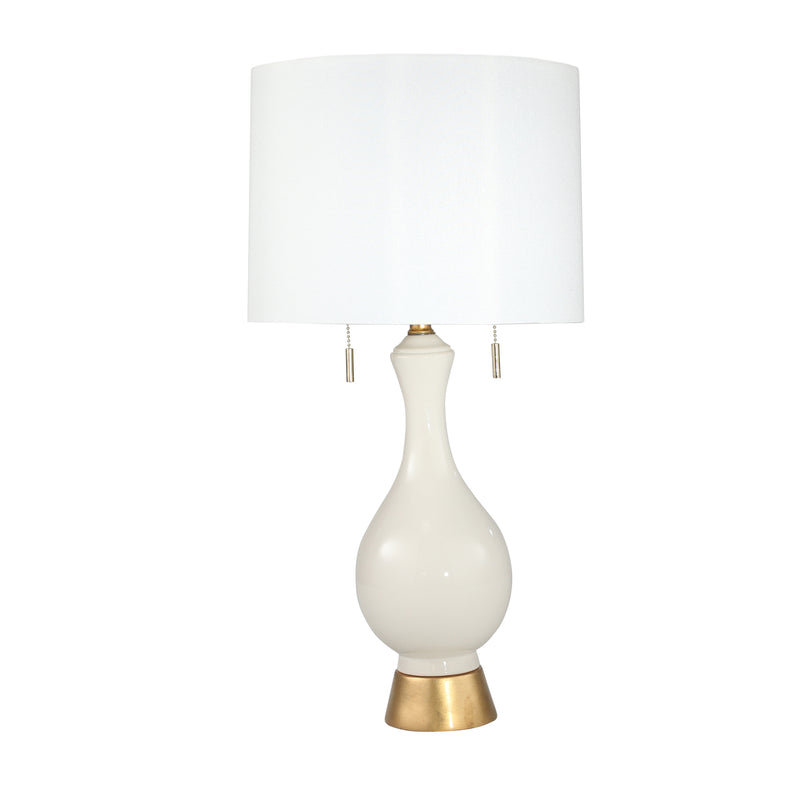 CERAMIC 28 TEARDROP TABLE LAMP, WHITE/GOLD