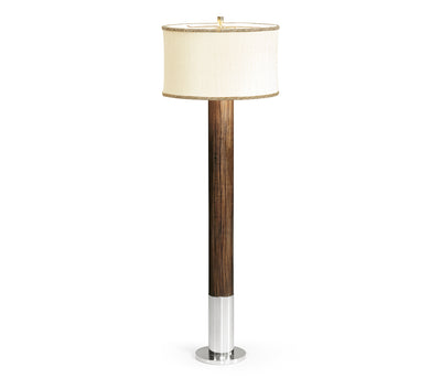 JC Modern - Campaign Collection - Circular Campaign Style Dark Santos Rosewood & White Stainless Steel Floor Lamp