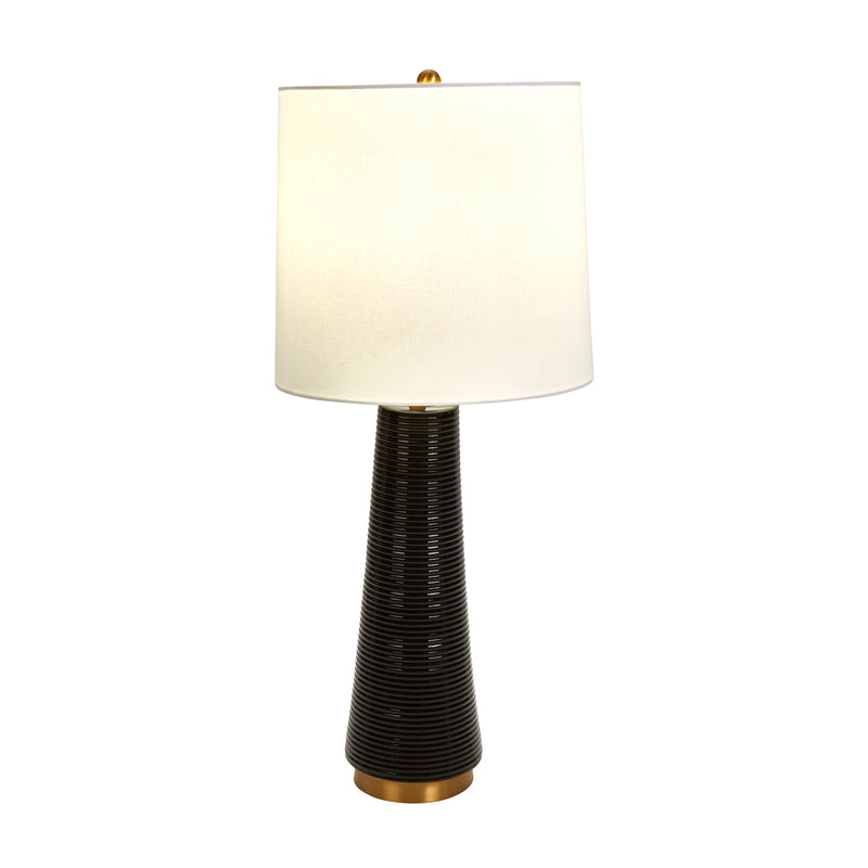 CERAMIC 30 RIBBED TABLE LAMP,BLACK