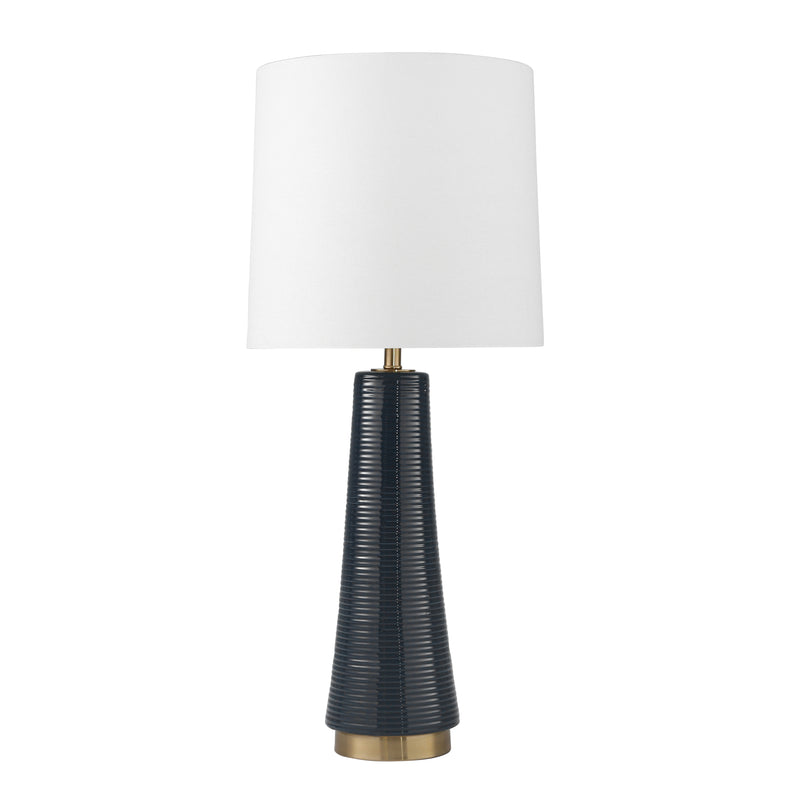 CERAMIC 30 RIBBED TABLE LAMP,BLACK