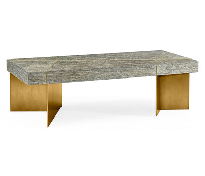 JC Modern - Geometric Collection - Geometric Rectangular Dark French Oak & Gilded Coffee Table