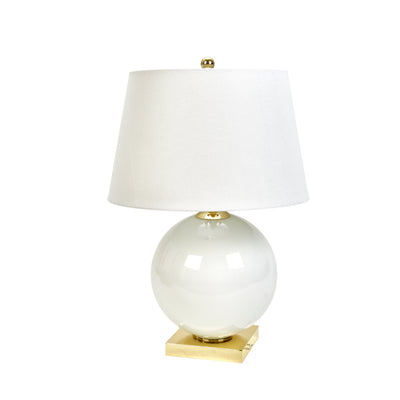 GLASS 27 ROUND TABLE LAMP, WHITE