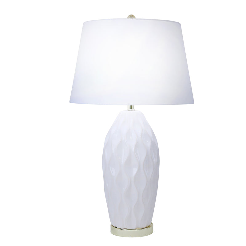 CERAMIC 32 RIBBON TABLE LAMP,CREAM