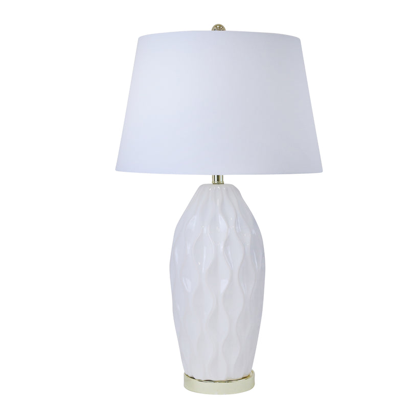 CERAMIC 32 RIBBON TABLE LAMP,CREAM