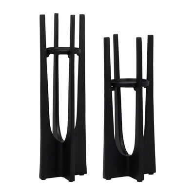 METAL, 12 PILLAR CANDLE HOLDER, BLACK